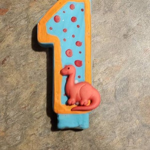 Dinosaur Painted Birthday Candle- birthday candle cake candle photo prop first birthday cake smash monster party party decor cake topper