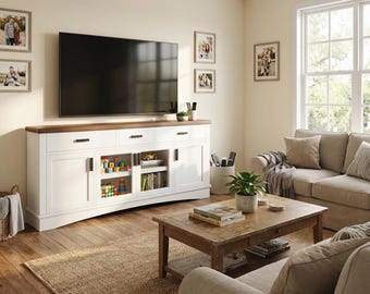 TV Stand, Modern White Media Console with Storage