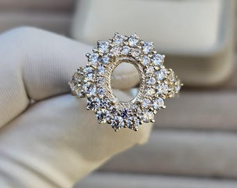 スターリングシルバー セミマウントリングセッティング エメラルド OCT