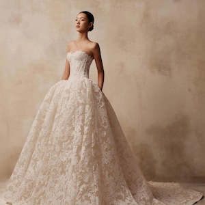 Luxury Lace Corset Ball Gown Fairy Fantasy Wedding Dress Princess Bridal Gown Embroidered Lace Couture Wedding Dress Custom Made image 5