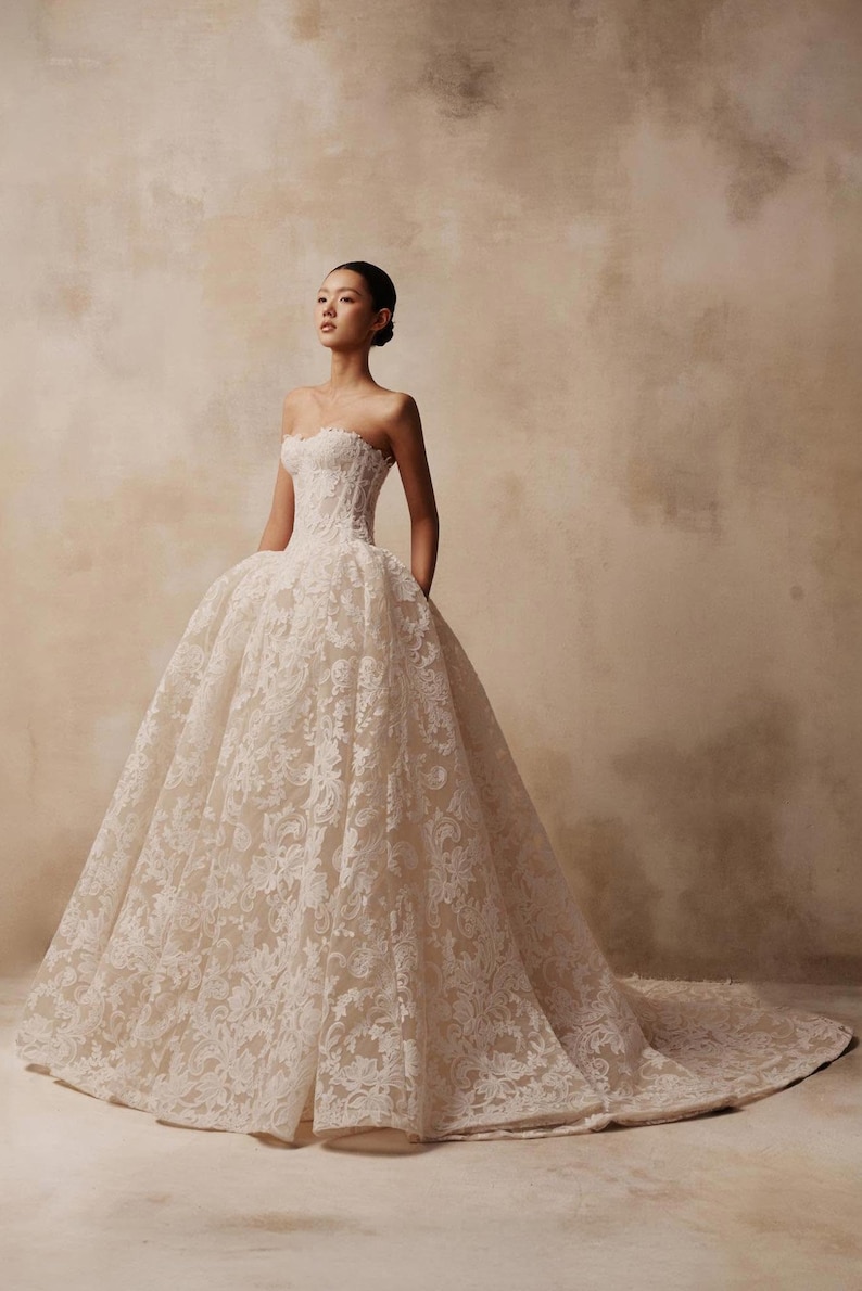 Luxury Lace Corset Ball Gown Fairy Fantasy Wedding Dress Princess Bridal Gown Embroidered Lace Couture Wedding Dress Custom Made image 5