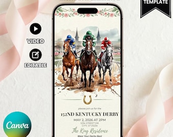 Invitación animada para el Derby de Kentucky – Invitación en vídeo para carreras de caballos (Plantilla de Canva)
