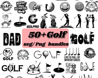 50 Golf SVG png Bundle, Golfing SVG Collection, Golfer Monogram Frame, Golf Ball SVG, Golf Shirt Design, Cricut Silhouette Files, Dad Gift
