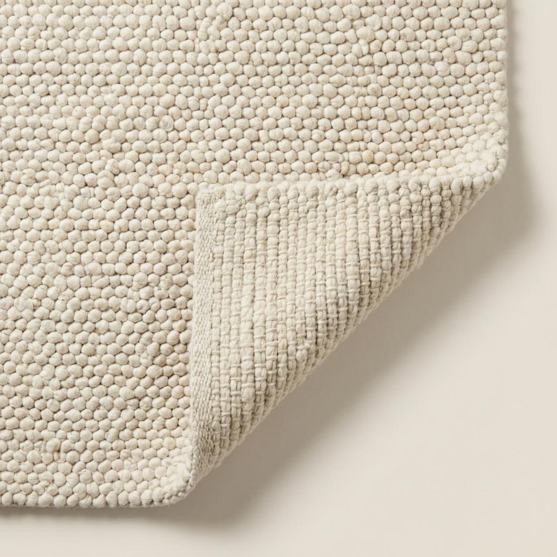 Chunky Wool Rug Handmade Neutral Area Rug Cozy Textured Loop Rug ...