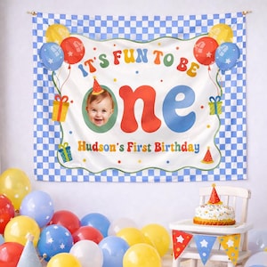 Personalized It’s Fun To Be One First Birthday Banner For First Birthday – 1st Birthday Boy Backdrop