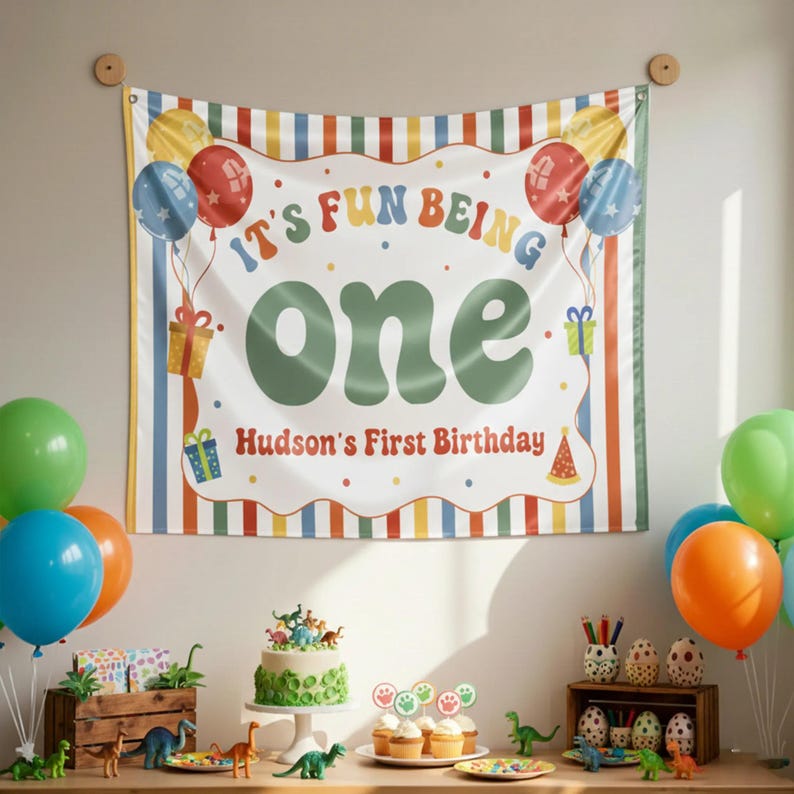 Personalized It's Fun to Be One Birthday Banner, First Birthday ...