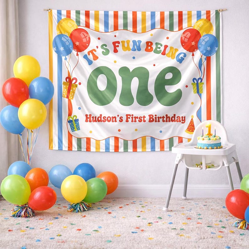 Personalized It's Fun to Be One Birthday Banner, First Birthday ...