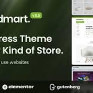 May include: A digital advertisement for the Woodmart v8.5 WordPress theme. The text reads Woodmart v8.5 WordPress Theme for Any Kind of Store. 100+ Ready to use websites. Logos for Woo, Elementor, Gutenberg, and WPBakery are displayed at the bottom.