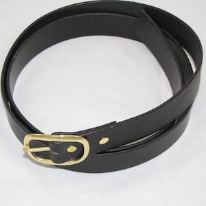 Custom Sized English Bridle Leather Belt Black with Brass Buckle   Irish Leather Works Original