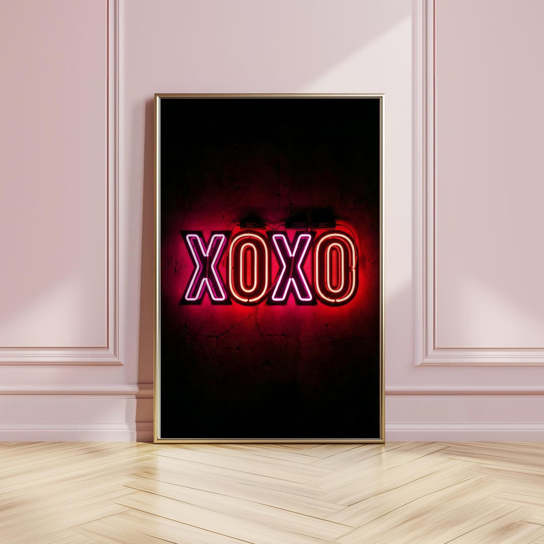 XOXO Neon Sign Art Print | Red Pink Glow Love Typography Preppy Room ...