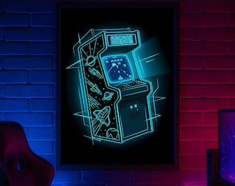 Neon Arcade Dreams Print | Cyberpunk Gaming Wall Art