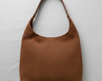 Brown Suede Shoulder Bag with Slouchy Hobo Design for Everyday Use