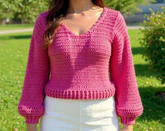 Elegant Crochet Lace Sweater Top (PDF Download)