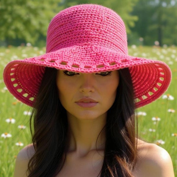 Crochet Summer Sun Hat Pattern, Wide Brim Beach Hat (PDF Download)