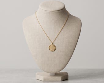 18K Solid Gold Circle Pendant Necklace | Love Circle, 18 Inch Chain.