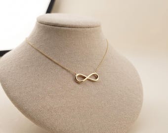 18K Solid Gold Infinity Pendant Necklace | Modern Eternity Real Gold | MiDGoldToronto.