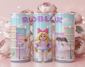 Gamer Girl Tumbler Verpackung PNG | Block-Style 20 Unzen Sublimationsdruck (Digitaler Download)