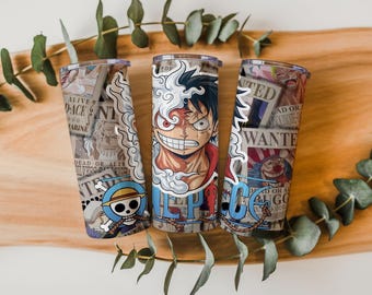 Pirate Anime Tumbler Wrap PNG - 20 Unzen & 30 Unzen Tumbler Wrap PNG für Sublimation, digitaler Download, gerade konisch