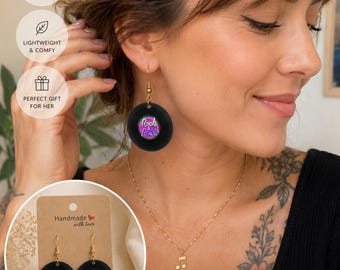 Orecchini a disco in vinile / Orecchini rock & roll / Regalo per amanti della musica / Gioielli musicali retrò / Orecchini pendenti fatti a mano / Accessori per festival