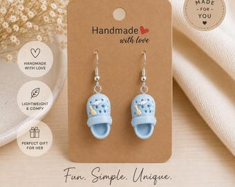 Pastel Croc Earrings | Cute Shoe Earrings | Handmade Novelty Dangle Earrings | Lightweight Gift for Her | Fun Fashion Jewellery