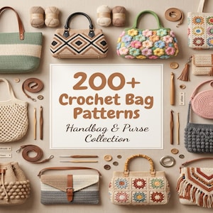 Oltre 200 modelli di borse all'uncinetto in PDF / Borse, borsette e tote / Per principianti / Download digitale