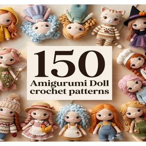 150 patrones de crochet para muñecas amigurumi / Colección de muñecas hechas a mano (paquete PDF)