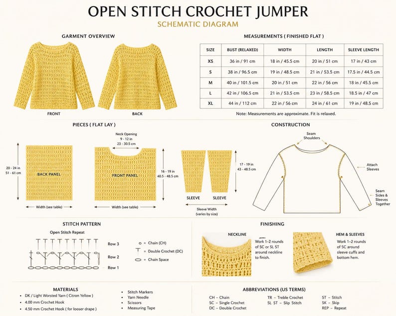 Folded citron crochet jumper flat lay, open weave mesh crochet sweater product shot with handmade texture detail