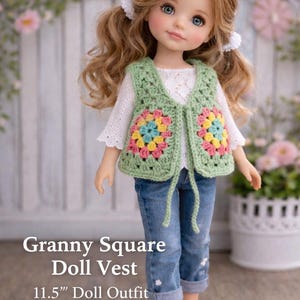 Granny Square Doll Vest Crochet Pattern for 11.5 Inch Dolls (PDF Download)