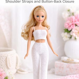 Maggi Crop Top Pants Crochet Pattern | 12 Inch Doll Outfit (PDF Download).