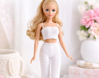 Maggi Crop Top Pants Crochet Pattern | 12 Inch Doll Outfit (PDF Download).