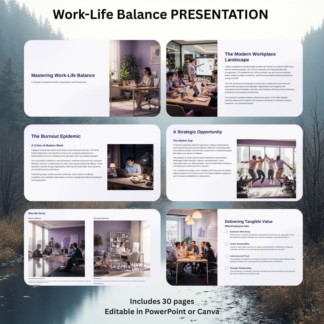 Work Life Balance Presentation Canva Template | Corporate Wellbeing ...