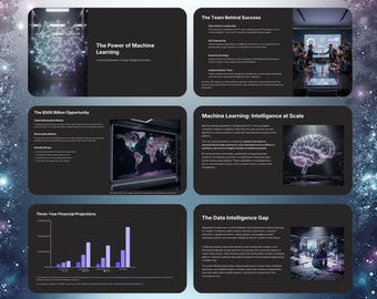 機械学習プレゼンテーションCanvaテンプレート | AI＆データサイエンスピッチデッキ | ビジネスインテリジェンススライド | PowerPoint