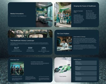 医療イノベーションプレゼンテーションCanvaテンプレート | ヘルスケアピッチデッキ | 医療技術スライド | PowerPoint