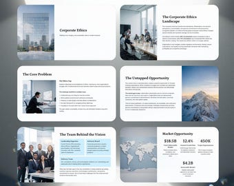 企業倫理プレゼンテーションテンプレート ビジネス倫理 ESG戦略デッキ ガバナンス インテグリティスライド 企業価値 Canva 30スライド