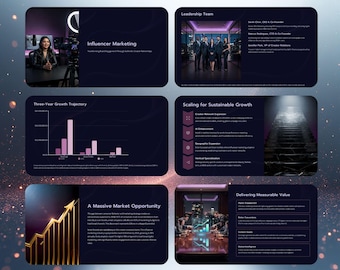 インフルエンサーマーケティングプレゼンテーション Canva テンプレート エージェンシー ピッチデッキ クリエーター マーケティングスライド ビジネス PowerPoint