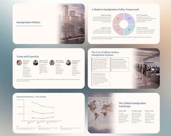 移民政策プレゼンテーションテンプレート 政府政策ピッチデッキ Canva 移民戦略公共政策プレゼンテーション 30スライド