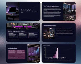 Canva-sjabloon voor presentatie van productiviteitssystemen | Workflow- en SaaS-pitchdeck | PowerPoint