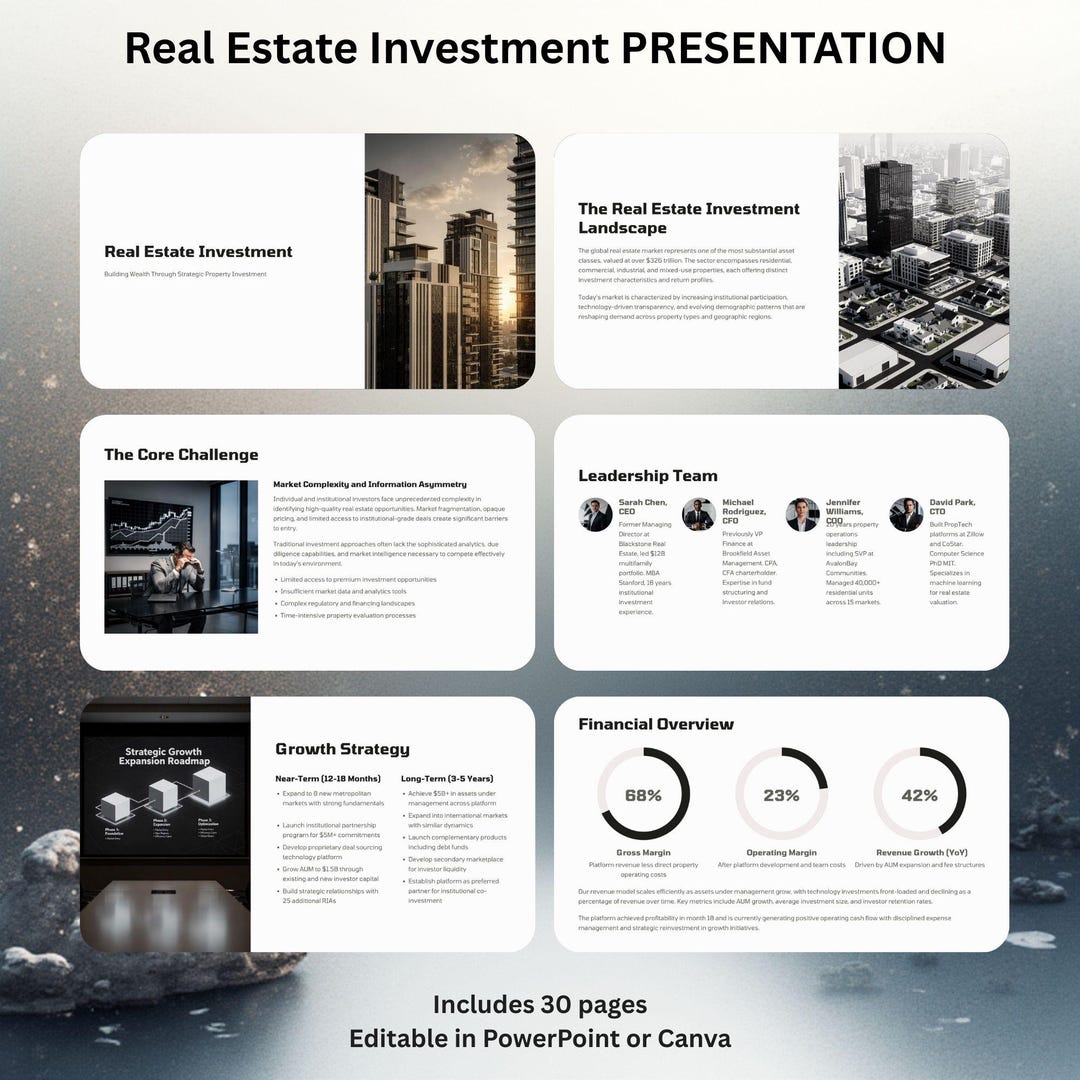Real Estate Investment Presentation Canva Template | Investor Pitch ...