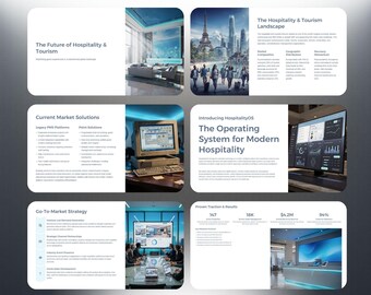 ホスピタリティ＆観光プレゼンテーションテンプレート 旅行ビジネスピッチデッキ Canva ホテル観光業界スライド ホスピタリティ戦略 30スライド