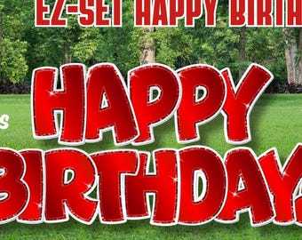 EZ-SET Happy Birthday with Bonus Stars! | 5 Easy pieces | Easy Set up | Happy Birthday Yard Signs |