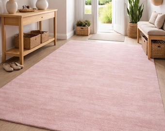 Tapis rose clair en peluche – Tapis moderne et confortable pour salon, chambre, chambre d'enfant et cuisine
