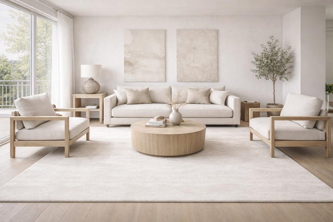 Handwoven Ivory Wool Area Rug Minimal Modern Neutral Carpet For handwoven-ivory-wool-area-rug-minimal-modern-neutral-carpet-for