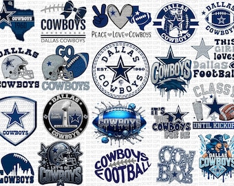 Cowboys Football Clipart PNG Bundle: Use for T-shirt, Stickers, Mug, Frame, Tumbler (Digital Download)