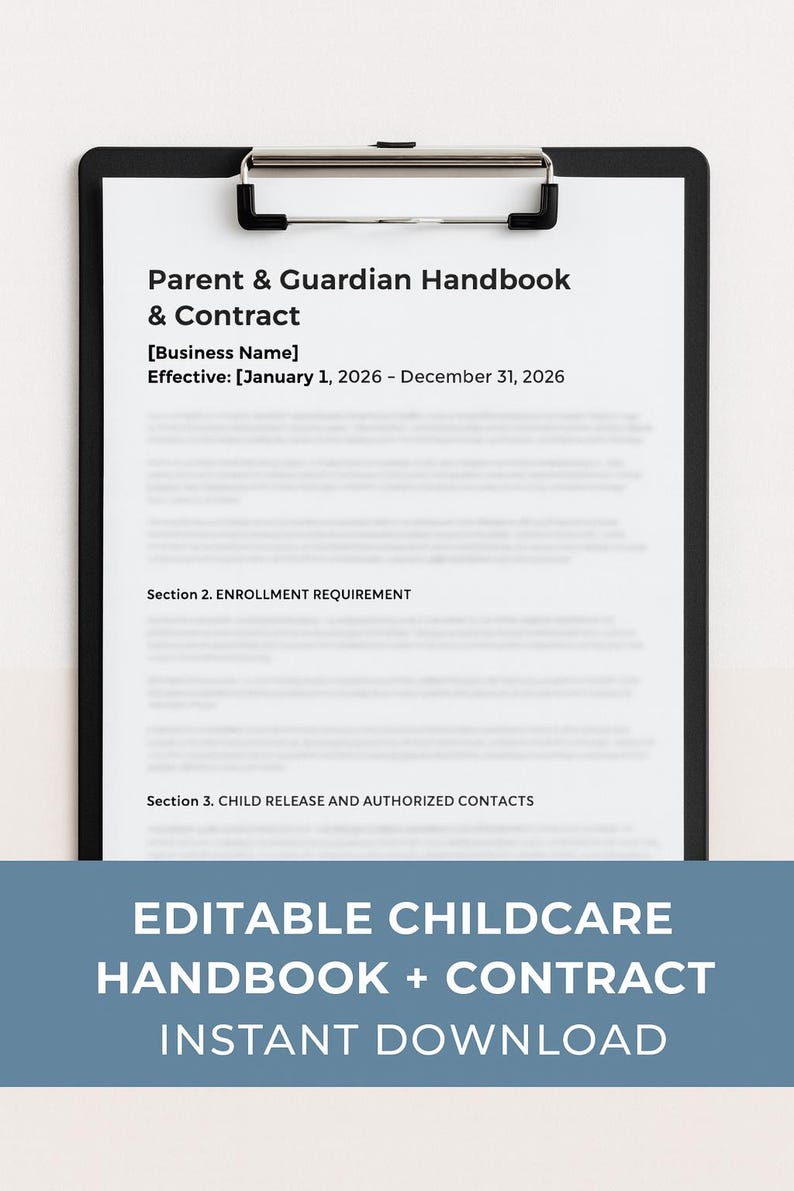 Childcare Handbook & Contract - Etsy