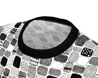 Black and White Abstract T-Shirt, All Over Print Graphic Tee