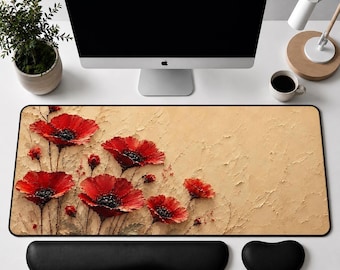 Red Poppy bureaumat, botanische muismat, boerderijkantoorinrichting