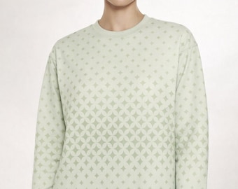 Sweat-shirt vert pastel, haut minimaliste pour la rentrée scolaire, imprimé intégral