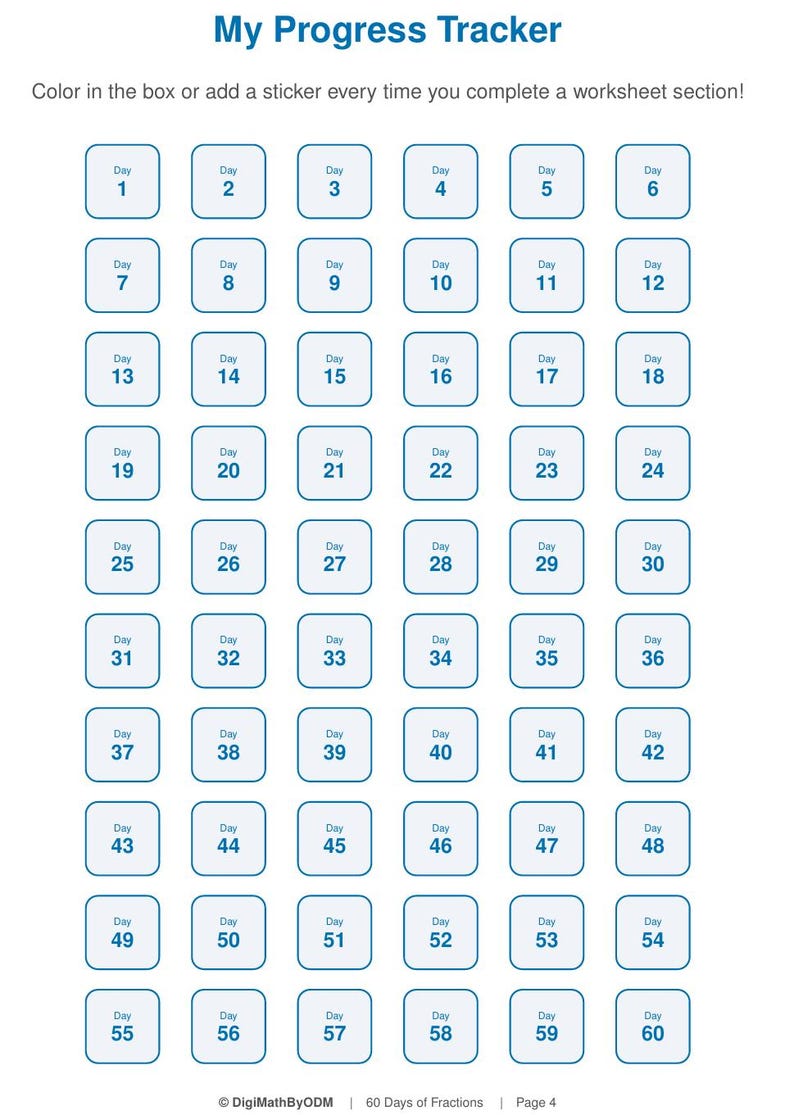60-day Fractions Workbook | 4th-6th Grade Math Practice | PDF Printable ...