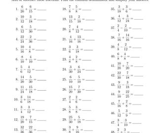 Adding and Subtracting Fractions Worksheets | 100 Printable Math Sheets | 4th 5th 6th Grade Practice PDF with Answer Keys