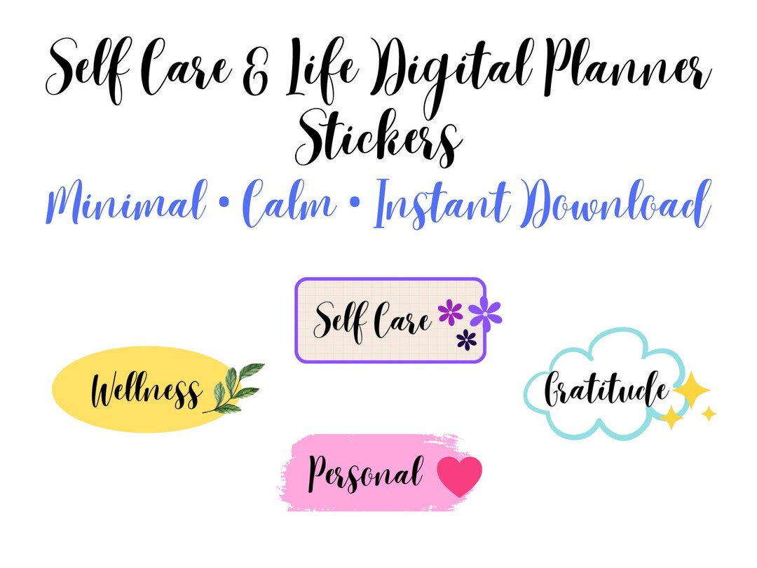 Self Care Planner Stickers | Minimalist Motivation, Goodnotes (PNG ...